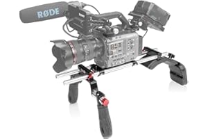 SHAPE Shoulder Mount for Sony FX6 – CNC-Milled Aluminum Baseplate with 15 mm Rod System, Quick-Release Handles, Shoulder & Ba