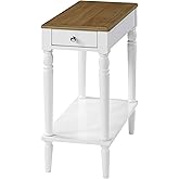Convenience Concepts French Country No Tools Chairside End Table with Shelf, Driftwood/White