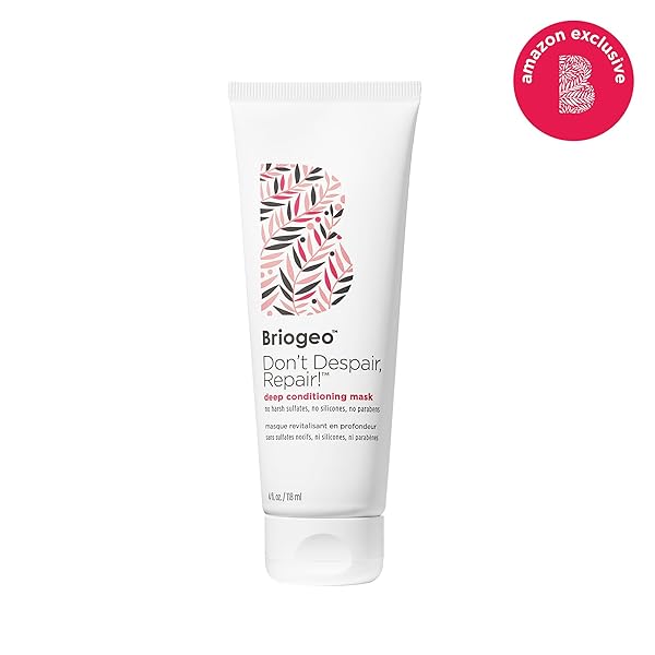 BRIOGEO DON’T DESPAIR, REPAIR! DEEP CONDITIONING MASK, DEEP CONDITIONER FOR DRY DAMAGED OR COLOR TREATED HAIR, PREVENT FUTURE BREAKAGE, PROTEIN MASK FOR STRONGER HAIR, VEGAN, CRUELTY-FREE, 4 FL OZ