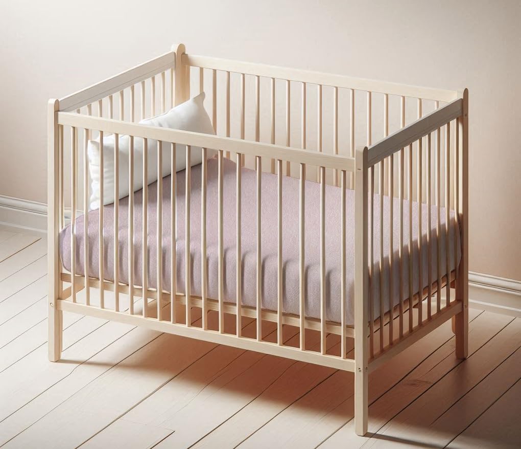 Callowesse 2-Pack Crib Fitted Sheets 94cm x 40cm, Organic Cotton Baby Bedding, Elasticated Edges for Snug Fit. Soft Pink