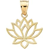 10k Yellow Gold Open Design Lotus Flower Pendant