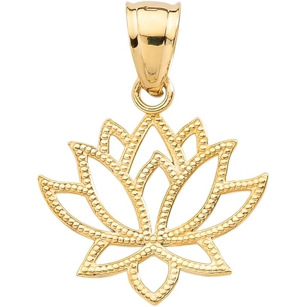 Amazon.com: 10k Yellow Gold Open Design Lotus Flower Pendant