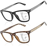 DEHOTRE Progressive Multifocus Reading Glasses for Men No Line Bifocal Transition Readers with Metal Core Wire
