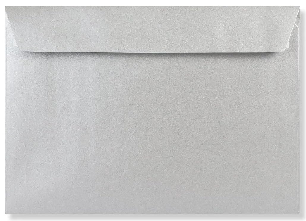 C4 Coloured Envelopes Perfect for A4 Christmas Cards Greeting Cards Invitations Office Use Peel & Seal Mailing Envelopes 324mm x 229mm Pack of 50 (Metallic Silver)