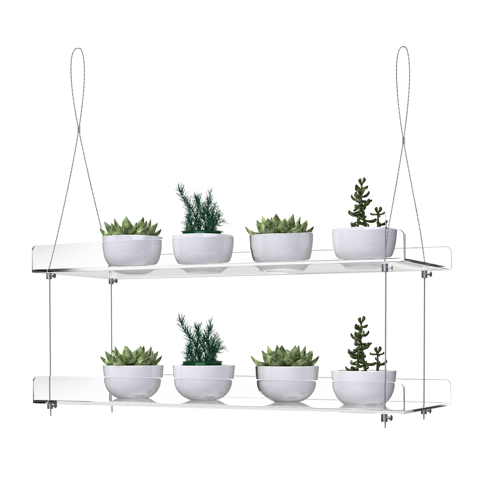ZerzSemp Hanging Acrylic Plant Shelves for Windows, Height Adjustable Clear Indoor Wall Plant Shelf for Kitchen, Bedroom, Grow Herbs
