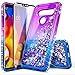 LG V35 ThinQ Case, LG V30 /V30 Plus /V30+/V30S ThinQ Case with HD Screen Protector for Girls Women, NageBee Glitter Bling Diamond Liquid Quicksand Flowing Cute Phone Case -Purple/Blue