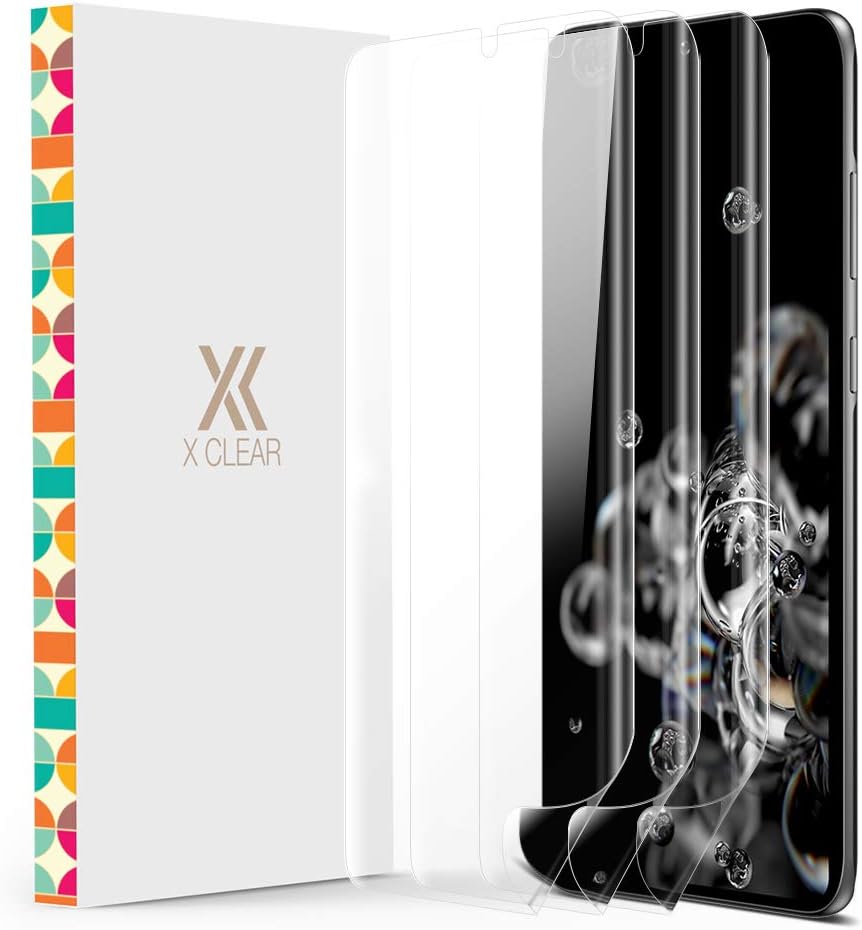 XClear Screen Protector Designed for Galaxy S20 Ultra (6.9-inch, 2020) (3 Pack) TPU Film Anti-Scratch HD Protector Compatible with Samsung Galaxy S 20 Ultra [Curved Coverage] - Pack of 3