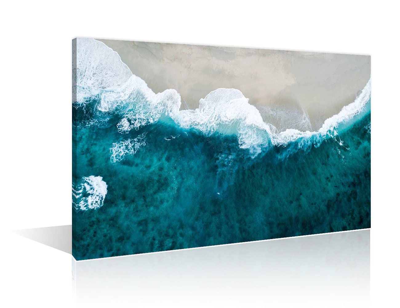 TISHIRON Wall Art for Home Decor Sandy Beach Painting On Canvas with Wooden Frame Modern Seaside Wall Art Ready to Hang(36X24in)