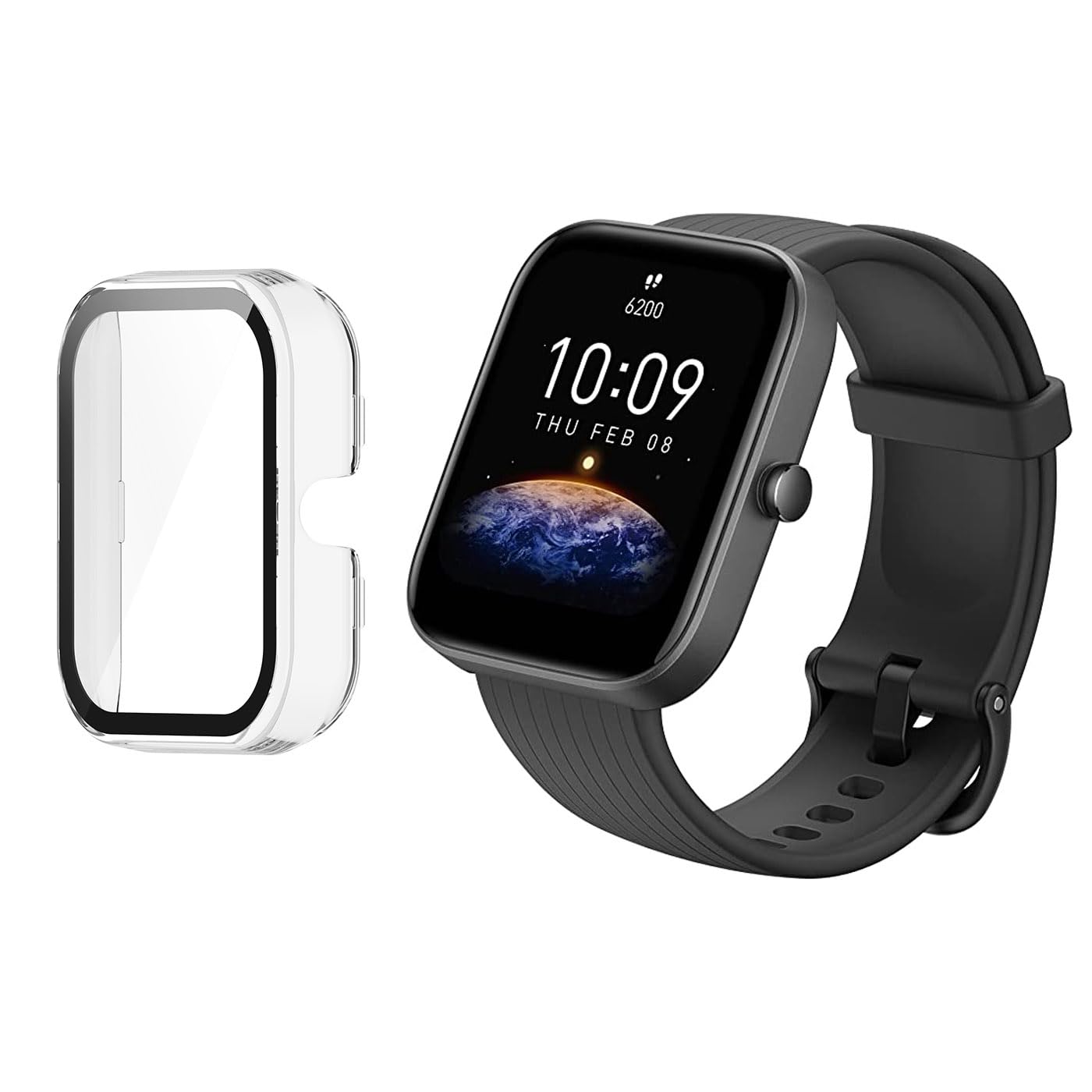 HOMTERN Case Compatible with Amazfit Bip 3/ Bip 3 Pro,Crystal Clear Hard PC Case with Tempered Glass Screen Protect Film Full Cover Shell Shockproof Scratch-Proof Screen Protector Cases