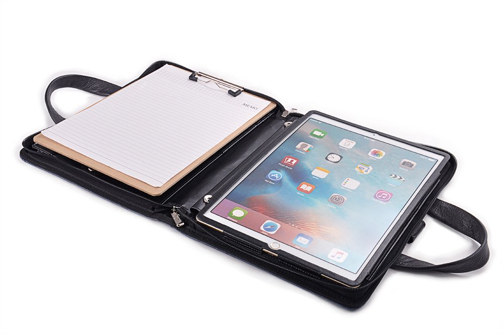 Executive Padfolio Case with Clipboard, Kickstand Holder and Handle for