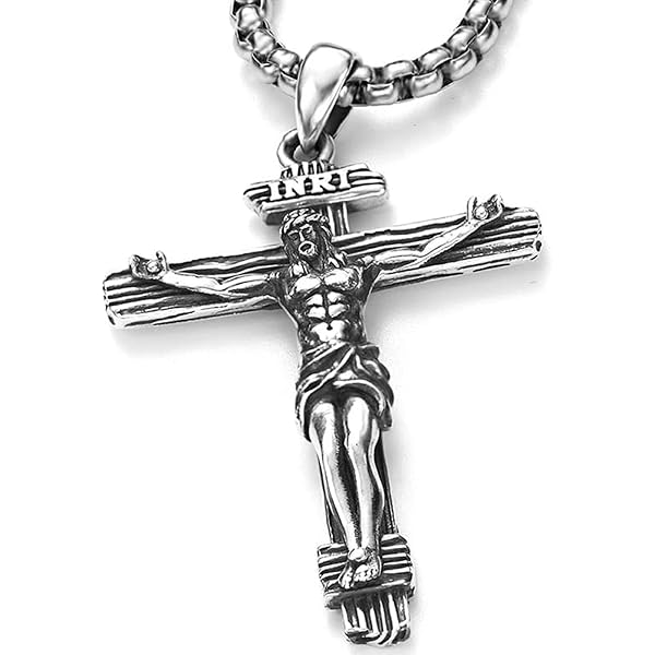 COOLSTEELANDBEYOND Mens Women Steel Small Jesus Chrst Crucfx Cross