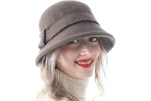HISSHE Women Elegant Winter Wool Bucket Hat 1920s Vintage Cloche Bowler Hats