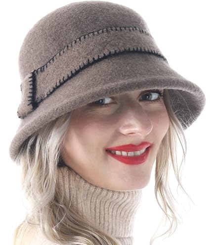 4595 Winter Cloche Bucket Hat Wool Elegant Dress 1920s Vintage Fedora Hats Women main image 4