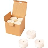 MUUFAZA 12 White Unscented Natural Soy Tealight Candles in Clear Cup | 5H Slow Clean Burning, Hand-poured Mini Tea Candle Set for Party, Spa, Meditation, Holiday, Emergency, Home Decor