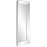 Howard Elliott Vogue Inward Rectangular Hanging Wall Mirror, Large Silver Decorative Wall Mounted Vanity Mirror with Glass Fr