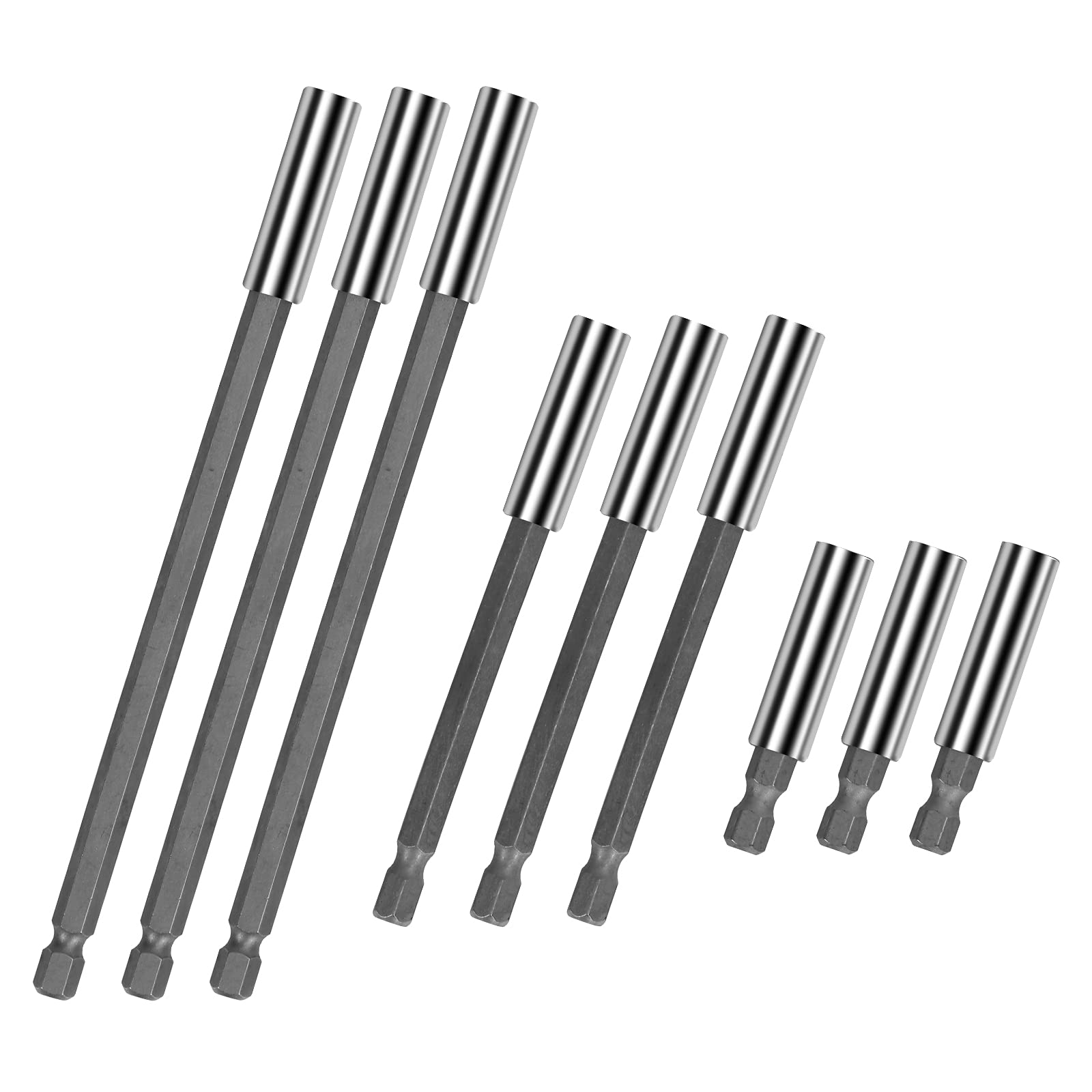 BAMZOK 9pcs Magnetic Drill Bit Extension Hex Shank Screwdriver Bit Holder Socket Quick Release Bar for Screws Nuts Drill Handheld Driver