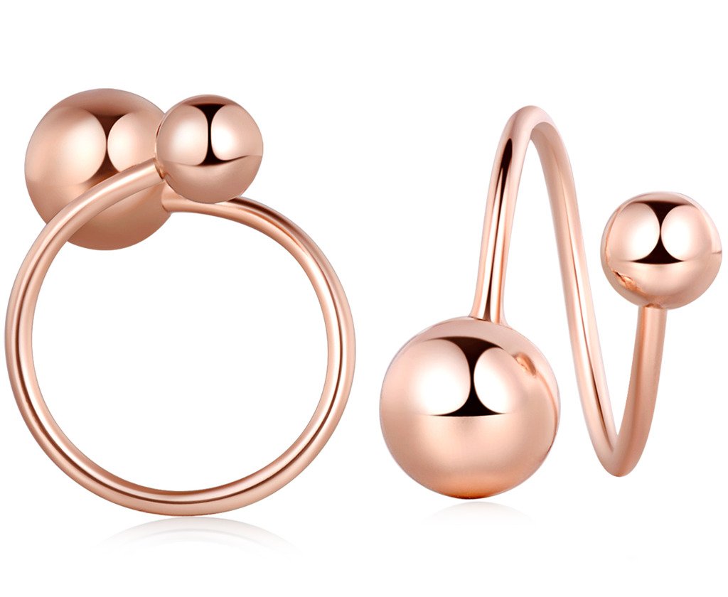 Yumilok Jewelry 925 Sterling Silver Rose Gold Plated Spiral Balls Hoops Screw Back Earring for Women/Ladies/Girls