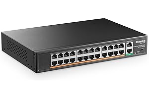 MokerLink 24 Port PoE Switch with 2 Gigabit Uplink Ethernet Port, 400W High Power, Support IEEE802.3af/at, Rackmount Unmanaged Plug and Play PoE+