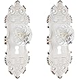SOFFEE DESIGN 2pcs Vintage Cabinet Pull Drawer Knob, Distressed Closet Handle with Clear Resin Knob, Antique Door Knob with Mounting Screws for Cupboard, Kitchen Furniture - White