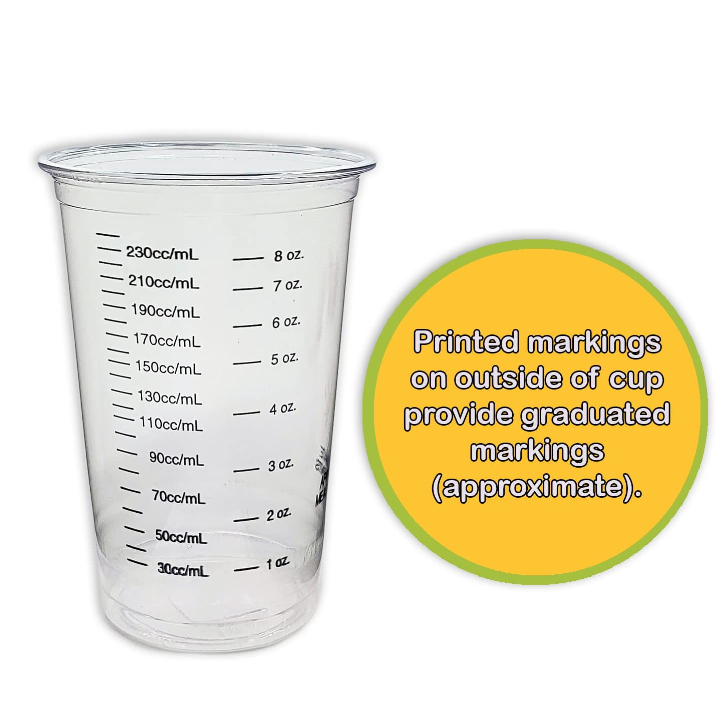 10 8oz Graduated Clear Plastic (PET) Cups and 10 6