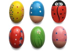 Anditoy Wooden Shake Eggs Musical Easter Eggs Shakers for Toddlers Kids Girls Boys Easter Basket Stuffers Fillers Gifts