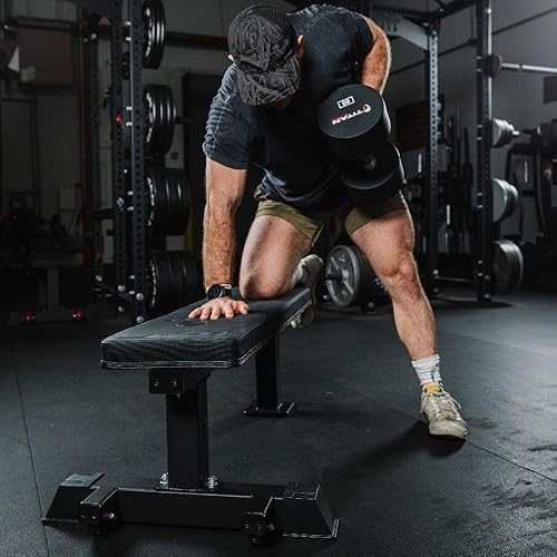 Titan Fitness Elite Series Single Post Flat Bench, Thick - Main Image