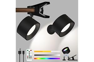 Adetu 2 Pcs LED Wall Mounted Lights, RGB Wall Sconces Lamp with Rechargeable Battery Operated USB Port, 3 Color Temperatures & Dimmable Magnetic 360° Rotation Cordless Light for Bedroom Bedside