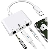 USB C to Microphone Adapter for Live-Streaming Type C to Microphone & 3.5mm Headphone Adapter with Charging Port USB C Audio & MIC Splitter Compatible for iPhone 16/17 iPad Pro/Galaxy 25 24/Pixel 9 8