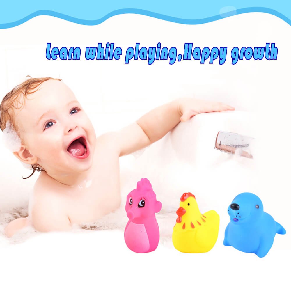 ixaer Rubber Animals, Cute Animal Toys, Colored Soft Rubber, Squeeze Sound Children Wash Shower Bath Toys, For Kids. (12pcs)