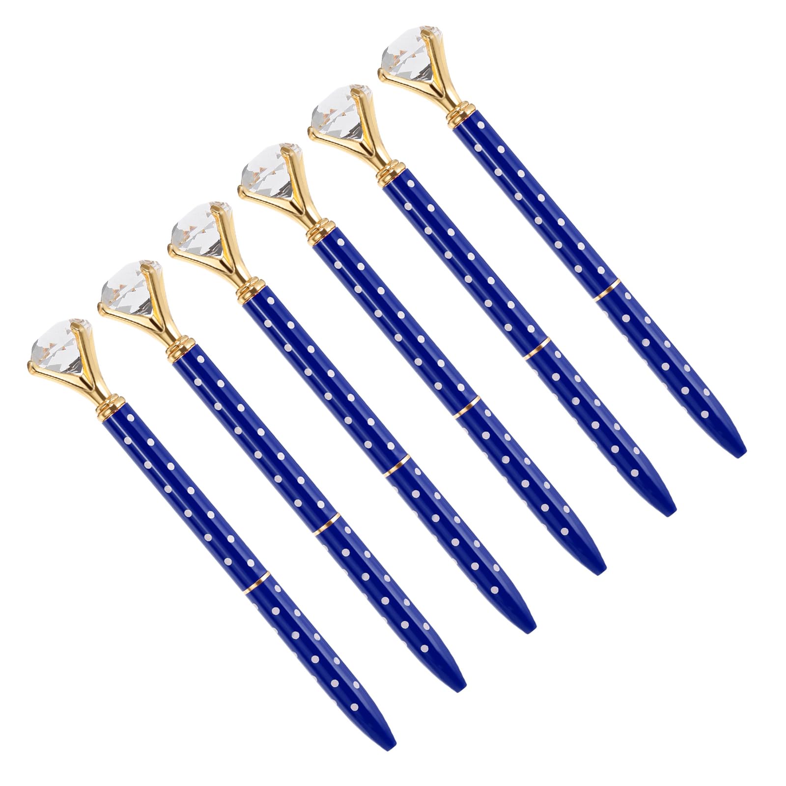 YOKIVE 6 Pcs Black Ink Ballpoint Pen with Crystal Diamond, Twist Design Metal Pen 1.0mm Medium Point Style 2, Great for Office, Studios, Writing (139mm, Blue)