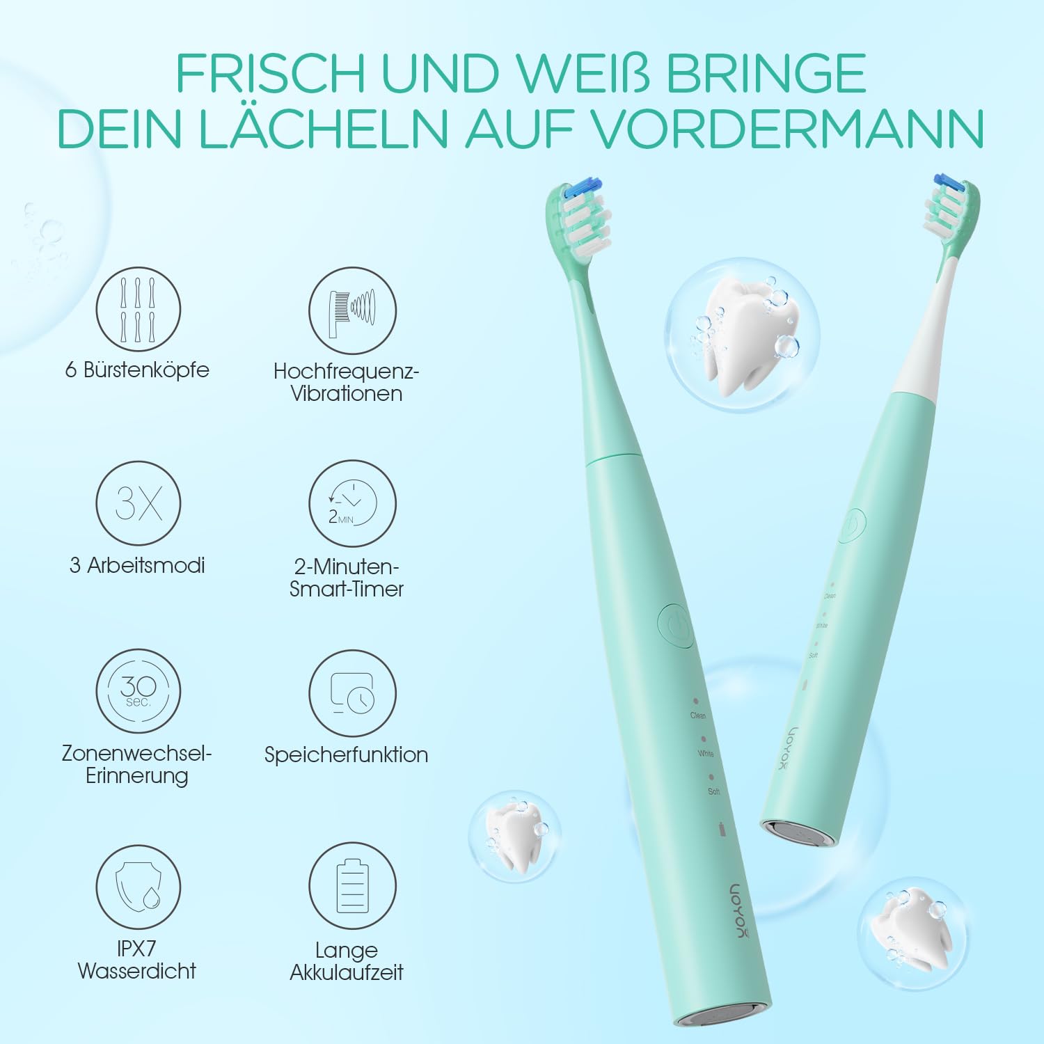 VOYOR-HEALTH Elektrische Zahnbürste, Schallzahnbürste mit 41.000 VPM 2