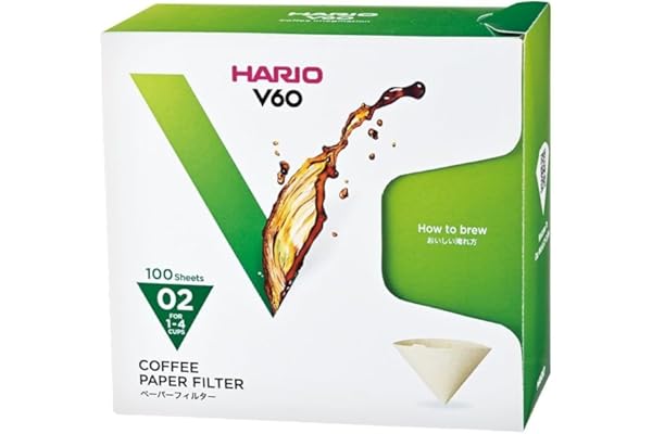 Hario V60 Paper Coffee Filter, Size 02, Natural, 100ct Box