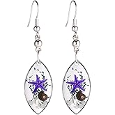 FM FM42 Silver-tone Starfish Seashell Pressed Flower Small Heart Marquise Drop Dangle Hook Earrings