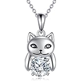 LWQQWL Moissanite Animal Necklace Sterling Silver Cute Animal Pendant Jewelry Gifts for Women