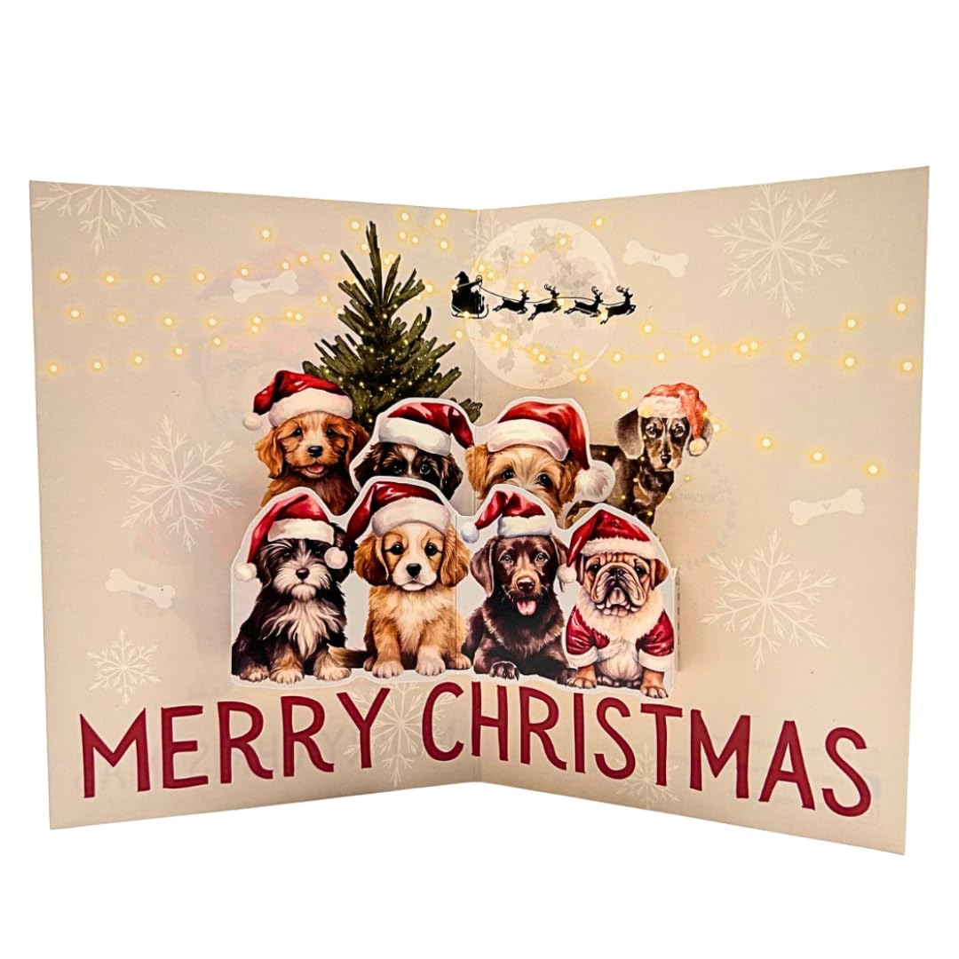 Second Ave Dog 3D Pop Up Christmas Card Friends Family Dog Lovers Xmas Holiday Festive Greetings Pop-Up Card