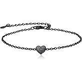 ChainsProMax Women 26 Initial Anklet/Bracelet, Black in 925 Sterling Silver-Send Gift Box