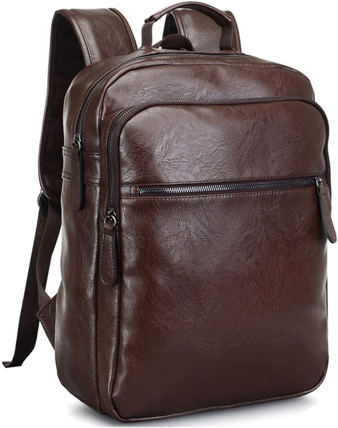 Men Leather Backpack Youth Travel Rucksack School Book Bag