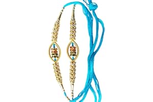 Arvnika Rakhi Traditional for Brother Sister, Multi Color Beautiful & Fancy Designer Thread Raksha Bandhan Rakhi Gift, Beautiful Sky blue Rakhi Set of 2.
