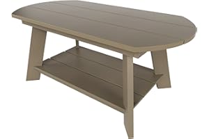 WestinTrends Tuscany Outdoor Coffee Table, Real Wood Like All Weather HIPS 2 Tier Patio Adirondack Coffee Table, Taupe