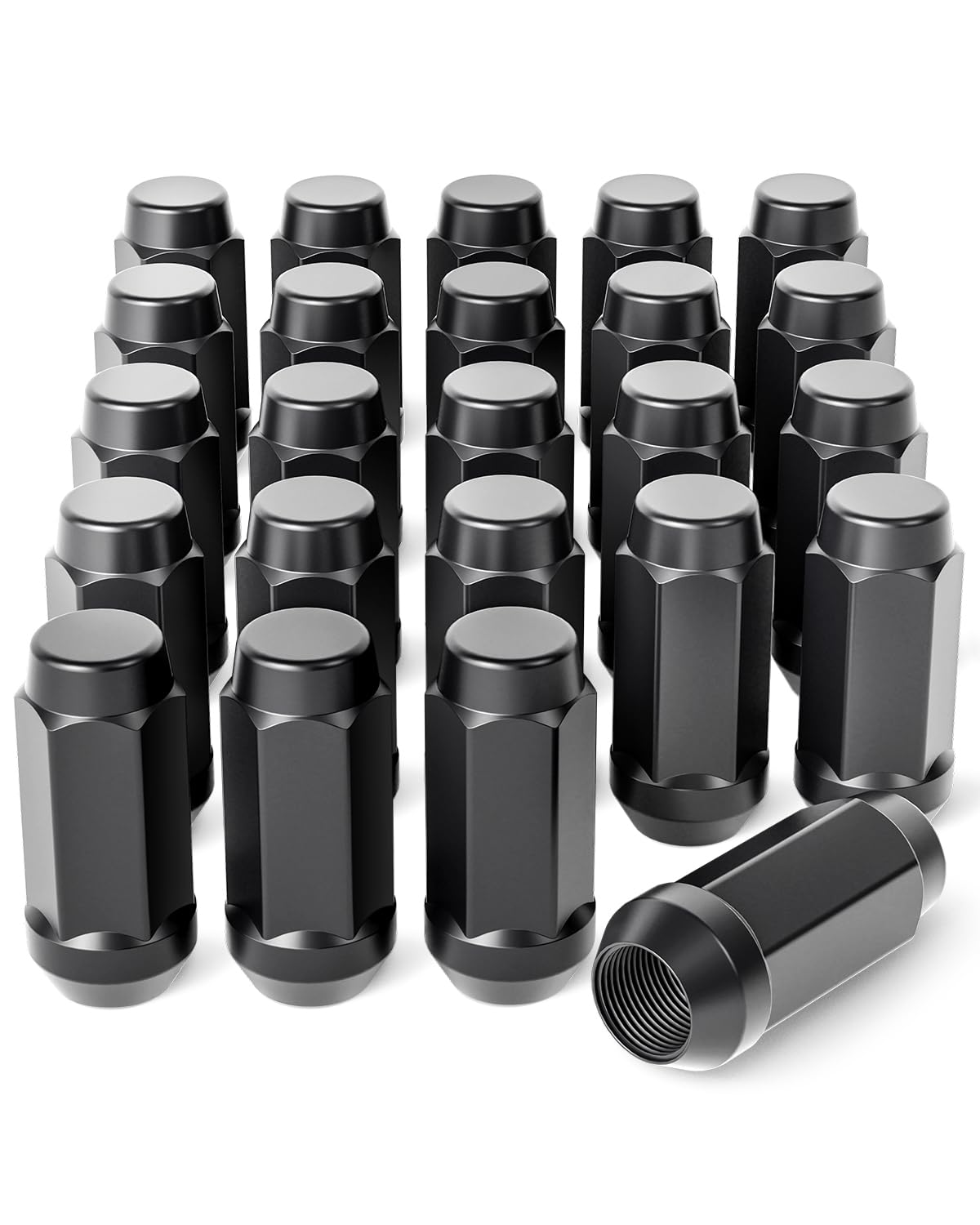 Photo 1 of Orion Motor Tech M14x1.5 Lug Nuts with Cone Seat, 3/4" 19mm Hex 1.9x0.87 in. Blackened Wheel Lug Nuts Compatible with Chevrolet Silverado Suburban 1500 Ford Expedition F-150 Ram 1500 & More, Set of 24