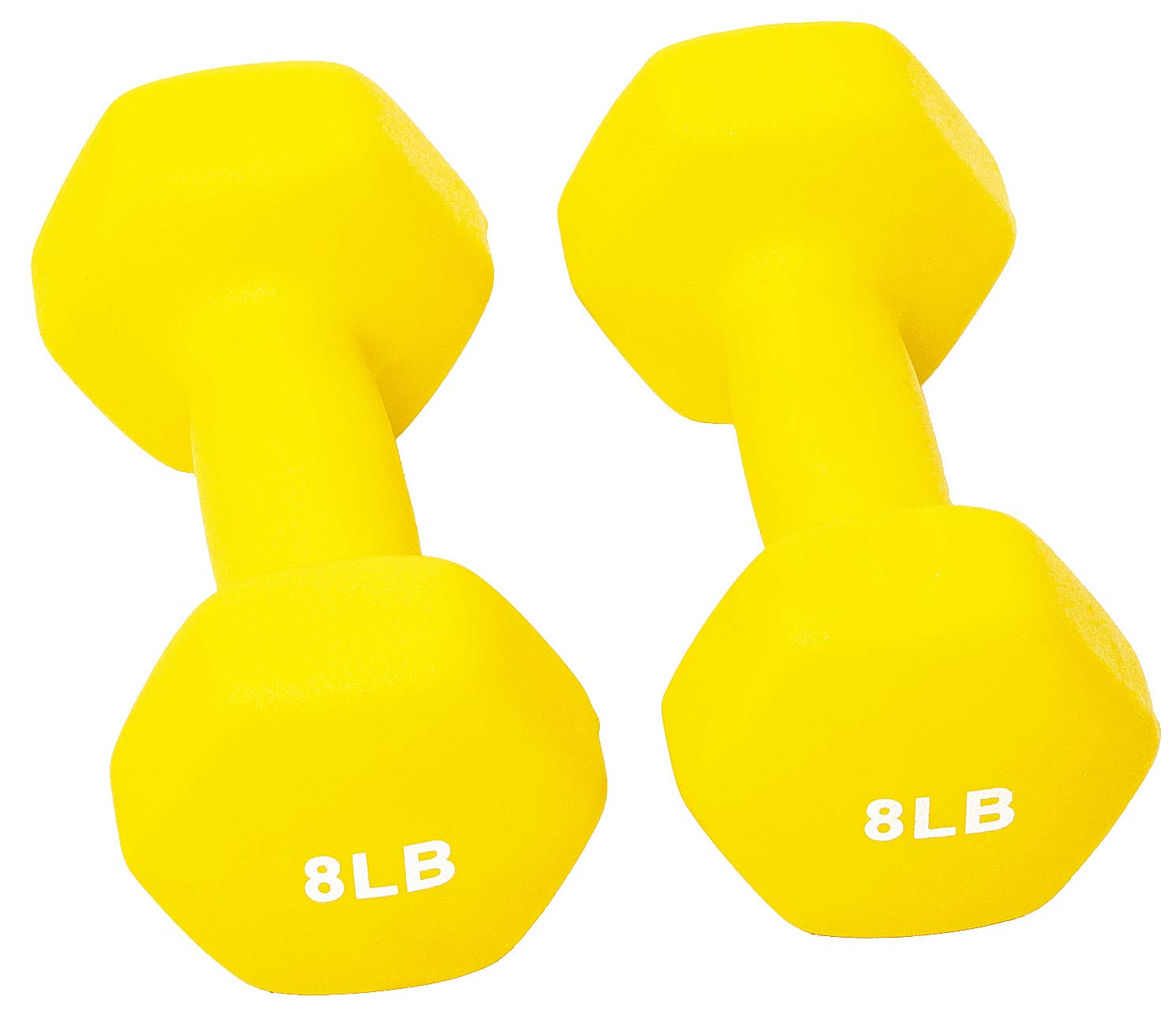 BalanceFrom Fitvids Set of 2 Neoprene Coated Non-Slip Grip Dumbbell Weights, Yellow