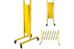 Ntiibcuy Metal Expandable Barricade｜11FT Folding Security Gate Safety Barrier with Casters｜Mobile Barrier Gate｜Traffic Fence for Construction,Traffic Control,Cordon,Pool｜Yellow Black(3 PCS)