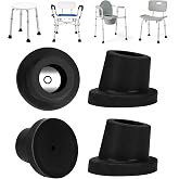 supregear Shower Chair Leg Caps 1 inch, Heavy Duty Rubber Feet, Fits 1" OD Sloped Round Legs Only, Non-Slip Replacement for Bath Stool &amp; Transfer Bench, 4 Pack, Black-25mm