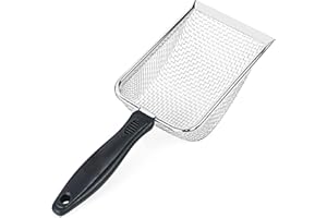 SMARTTAIL Cat Litter Scoop,Stainless Steel Mesh Scoop Away Cat Litter,Kitty Litter Scoop 2.8mm Hole,Heavy Duty Cat Litter Scoop for Crystal Litter|Pine Pellets|Small Pieces,Non-Stick Reptile Litter Cleaner