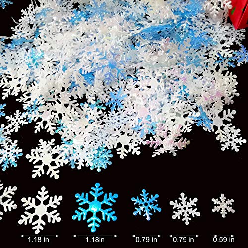 1600 Piece Christmas Snowflake Confetti White Blue Sequin Snowflake Confetti for Birthday Party Wedding Christmas Party Decoration