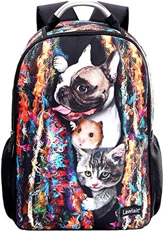 Cute Cartoon Animal Cat and Dog School Backpack for Girls Boys and Kids (yellow2-18inch)