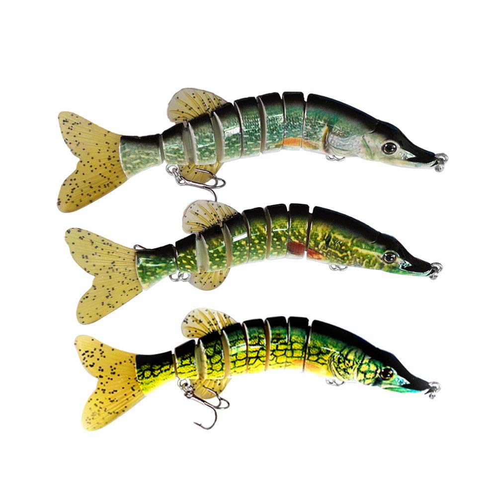 ods lure Pike Lures Multi Jointed Swimbaits 3.5"-8" Fishing Bait Realistic Swimming Lure Freshwater Saltwater (8inch Pike lure-3pcs-Set 1)