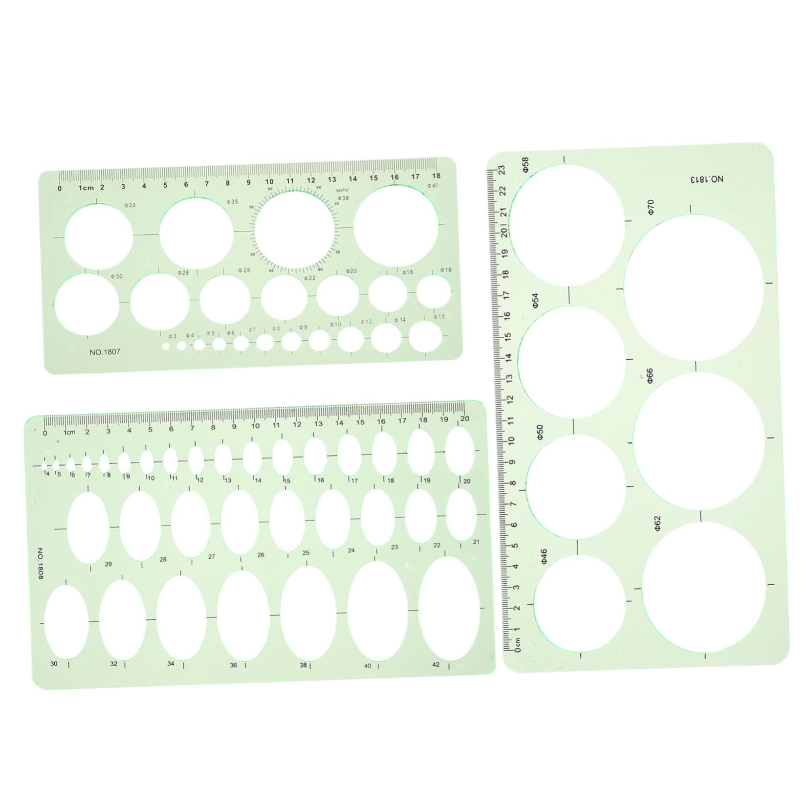 HOODANCOS 3Pcs Drawing Template Set Geometric Stencils with Circle Protractor Measuring Tools for Students Architects Designers Engineers School Office Use