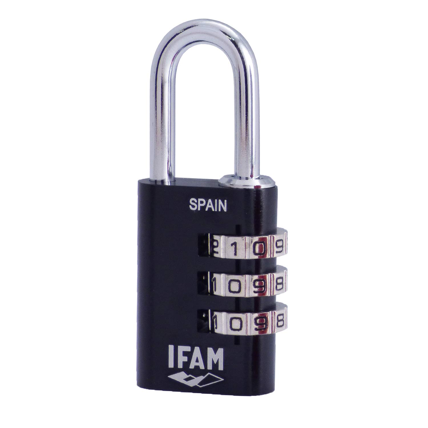 Ifam Combination Padlock Combi Col 30 mm Length 5 mm Arch Diameter Aluminium Black Colour Lightweight High Security Level