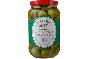 Frankies 457 Whole Castelvetrano Olives - Authentic Sicilian - Product Of Italy - Premium Handpicked Imported Italian Olives - Great For Every Occasion - 12 oz Jar